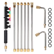 Pressure Washer Extension Wand Upgrade, 9-Pack Power Washer Lance with 6 Spray Nozzle Tips, 30° & 90° Curved Rods, 1/4"
