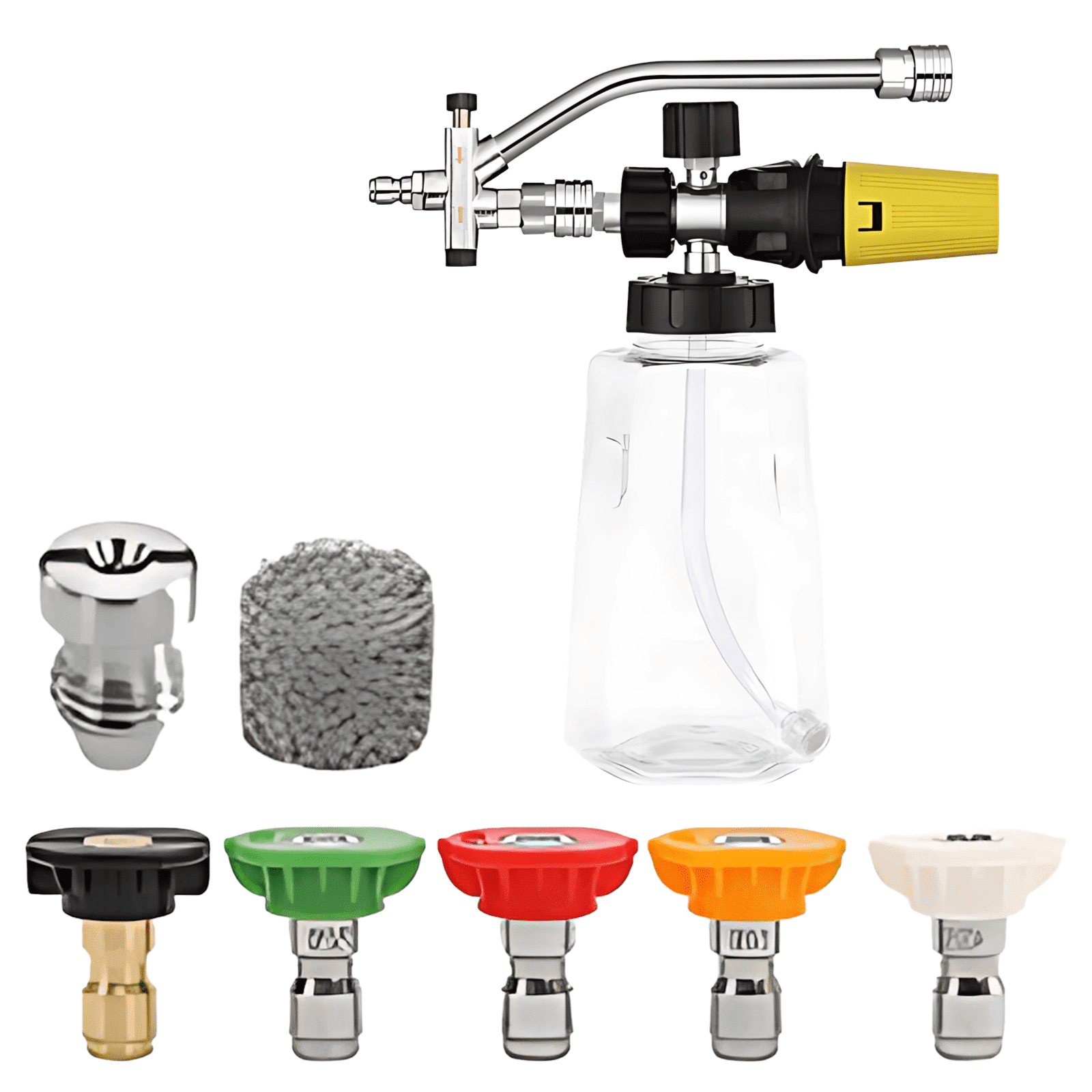 Pressure Washer Foam Cannon Kit, Power Washer Sprayer with Dual Adjustable Foam Lance, 7 Nozzles 0-120° Adjustable, 1/4" Quick Connector, 33.8 fl oz / 1 L Transparent Bottle