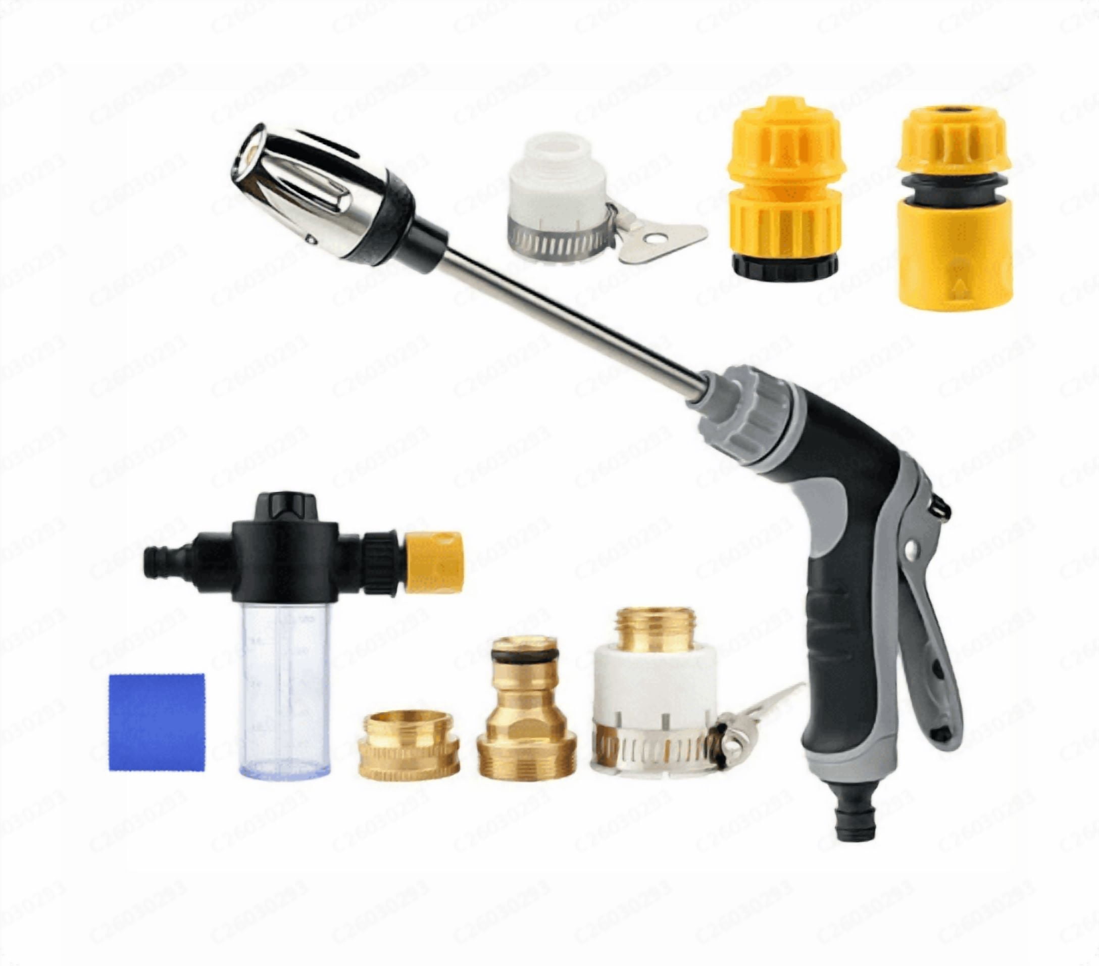 Pressure Washer Foam Cannon Kit with Metal Quick Connector - High Pressure Washer Gun, 1/4" Plastic & Brass Adapters for Car Washing, Home Cleaning A