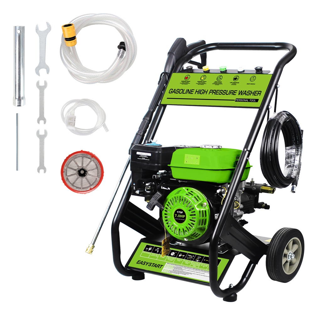 Pressure Washer Gas Powered, 3500PSI High Pressure Power Washer W/7.0HP Aluminum Pump, 210CC Powerful Engine, Maximum Spray 32.8FT, 4 Nozzles