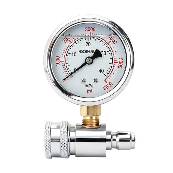 Pressure Washer Gauge, 3/8" Quick Connect, 6000 PSI Heavy Duty Power Washer Pressure Meter for Testing Water Pressure