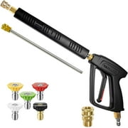 Pressure Washer Gun 3/8" Swivel Quick Connector & M22-14mm Fitting,High Pressure Spray Nozzle,Stainless Steel Pressure Washer Wand,40 Inch MAX 4500 PSI