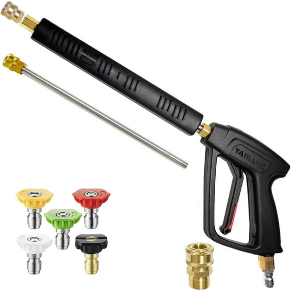 Pressure Washer Gun 3/8" Swivel Quick Connector & M22-14mm Fitting,High Pressure Spray Nozzle,Stainless Steel Pressure Washer Wand,40 Inch MAX 4500 PSI