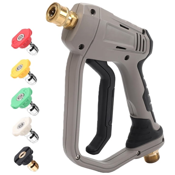 Pressure Washer Gun, 5000 PSI Power Washer Spray Gun with 5 Nozzle Tips, M22 14mm Fitting, Short Trigger Gun for Car Wash, Cleaning