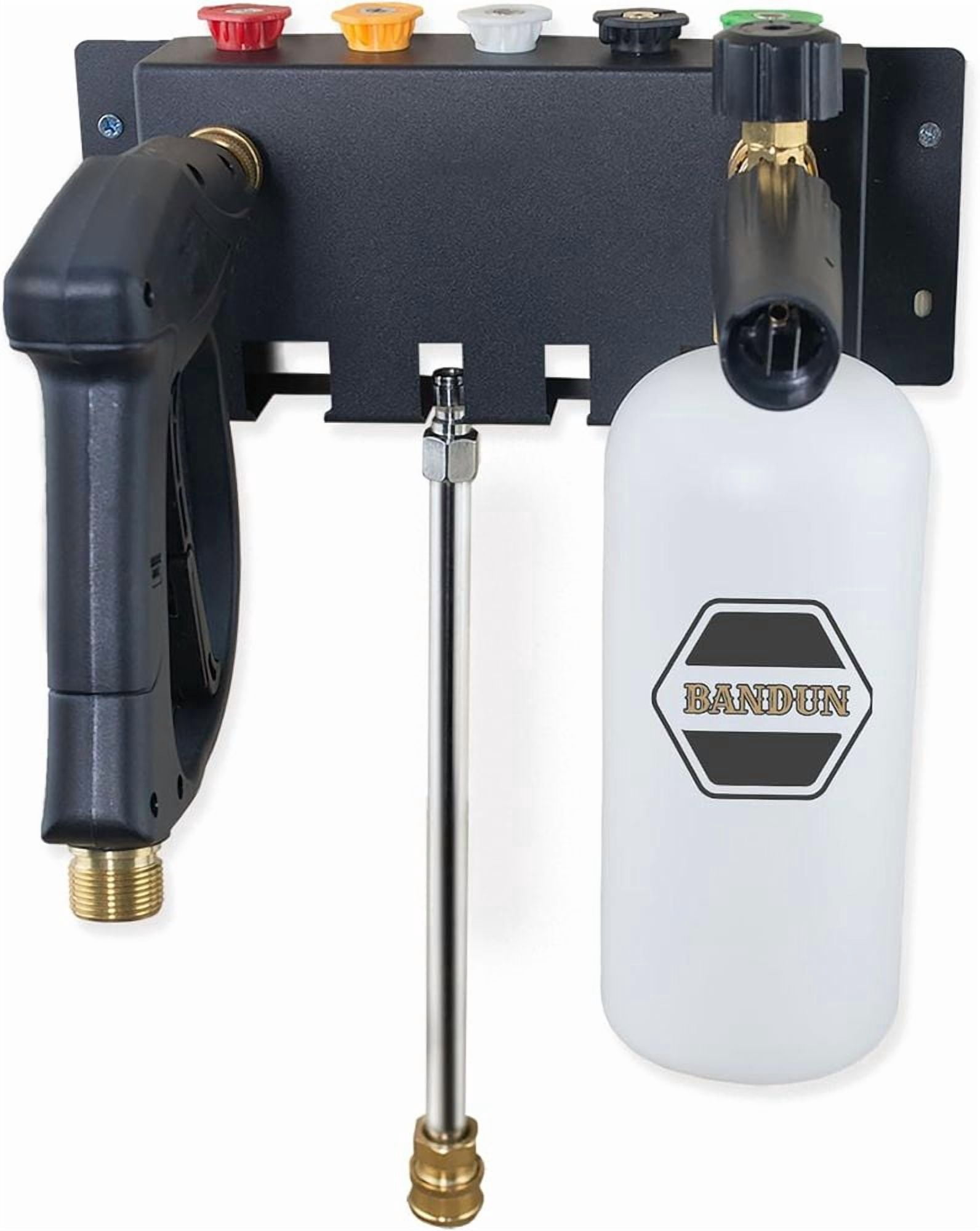 Pressure Washer Gun & Foam Cannon Holder, 1/4" Quick Connector Storage Rack for Nozzle Tips & Wand Extensions, Black  RLB