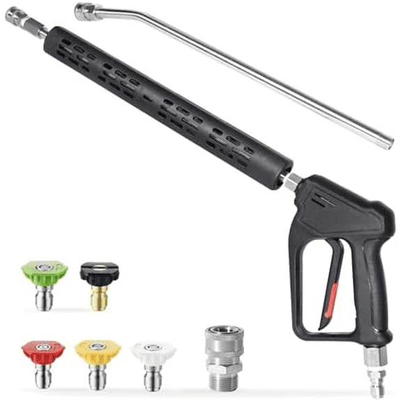 Pressure Washer Gun Wand with Swivel, Durable 304 Stainless Steel Extension Lance, 4000PSI Power Washer Handle with 3/8" Plug & M22 Inlet 1/4" Quick for Foam Cannon Car Wash$$Tools
