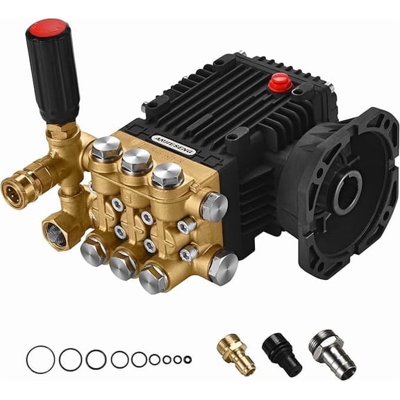 ANJIESENG Triplex Plunger Pressure Washer Pump, 4200 PSI, 4.0 GPM, Direct-Drive, Horizontal Mount