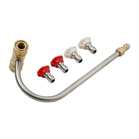 Pressure Washer Gutter Cleaner Attachment with 4 Nozzle Tips, 1/4 Inch Quick Connect, Brass and Stainless Steel Construction, 4000-PSI for Most Gas or Electric Power Washer Wands