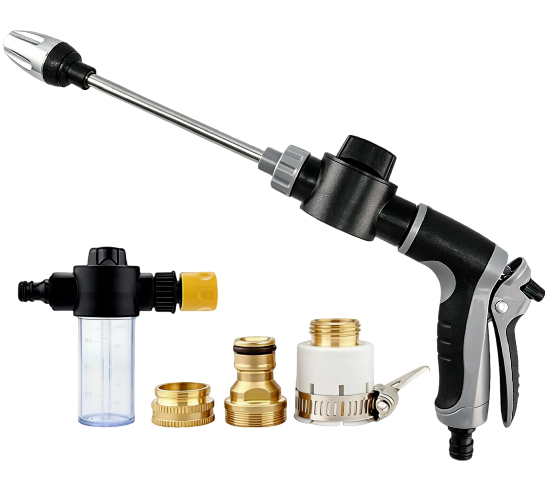 Pressure Washer, Handheld Power Washer with 360° Rotating Nozzle, 3 Spray Modes, Stainless Steel Universal Hose Fit, Tool-Free Installation