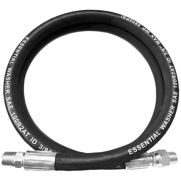 Pressure Washer Heavy Duty High Pressure Water 3/8" Male NPT Hose Whip with Fixed and Swivel Ends