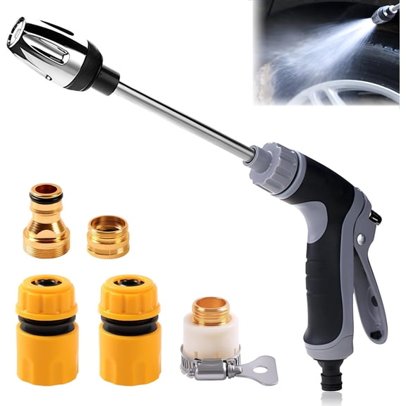 Pressure Washer, High Pressure Hose Nozzle with Connectors, Water Sprayer Cleaning Tool for Car Window, High and Portable Pressure Washer Wand for Plant Watering and Lawn Care(Water Gun + Connector)