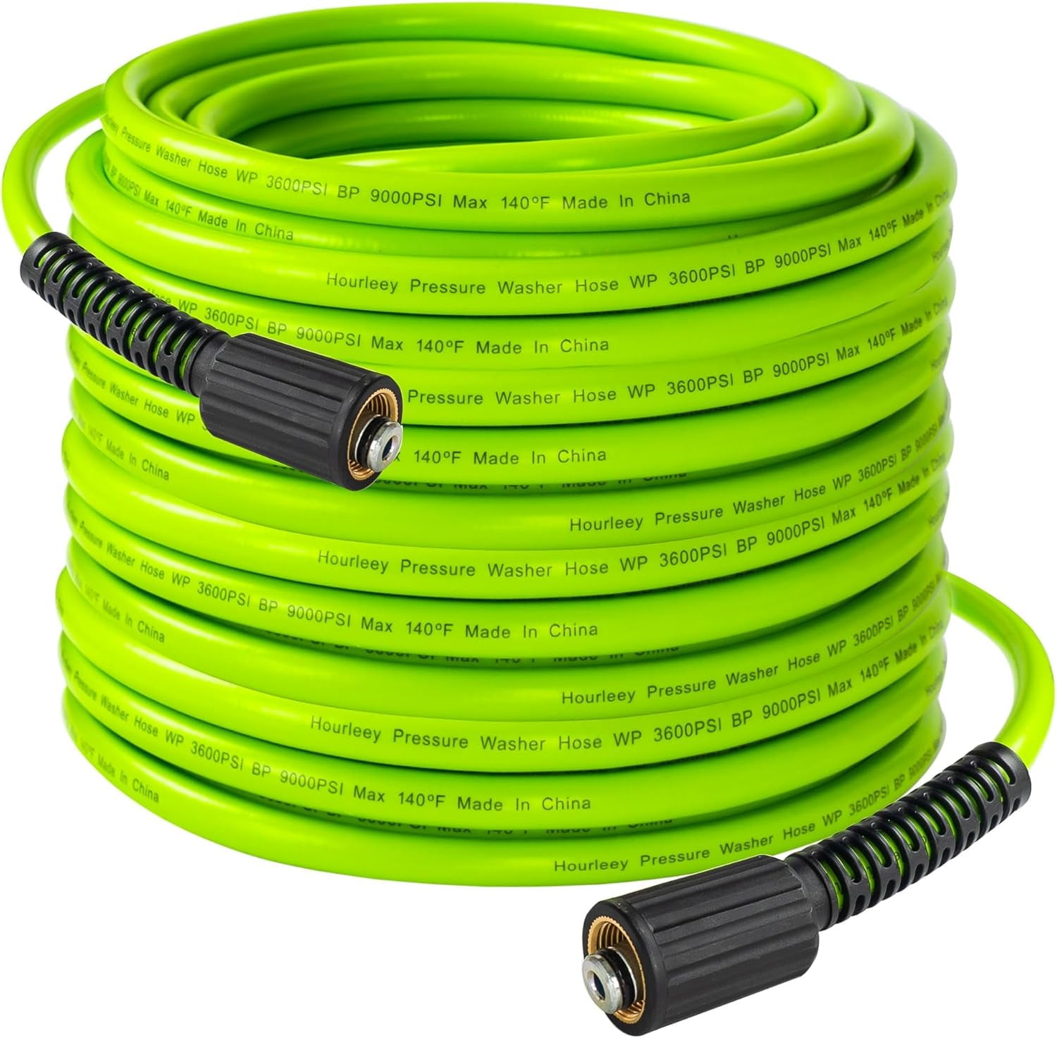 Pressure Washer Hose 30 FT, 3600 PSI Flexible Kink Resistant Power Washer Hose Replacement, Pressure Hose Extension with 1/4" Quick Connect, Green