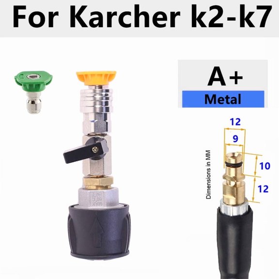 Pressure Washer Hose Adapter 1/4 Quick Connect With Valve to Control Water Flow for Karcher Lavor Nilfisk