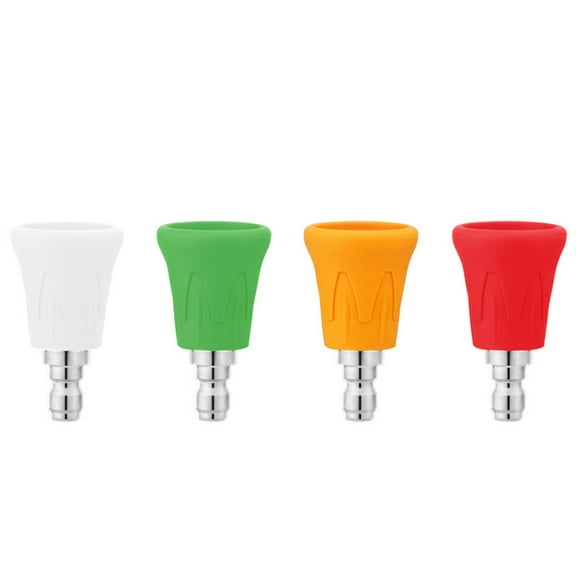 Pressure Washer Nozzle Guard, Stainless Steel High Power Washer Nozzle Tips Set With Upgraded Rubber Protector Cover, 4Pcs Pressure Washing Nozzle Holder With 1/4'' Quick Connect