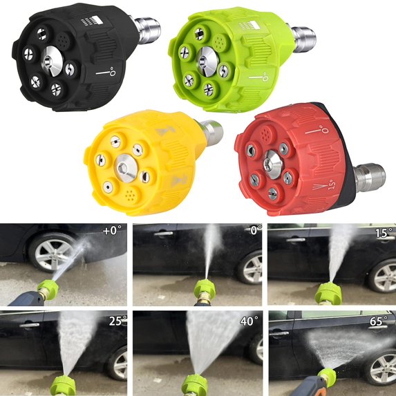 Pressure Washer Nozzle Tips, 6 in 1 Quick Change Over Spray Nozzle, Adjustable Power Washer Tips with 1/4" Quick Connect