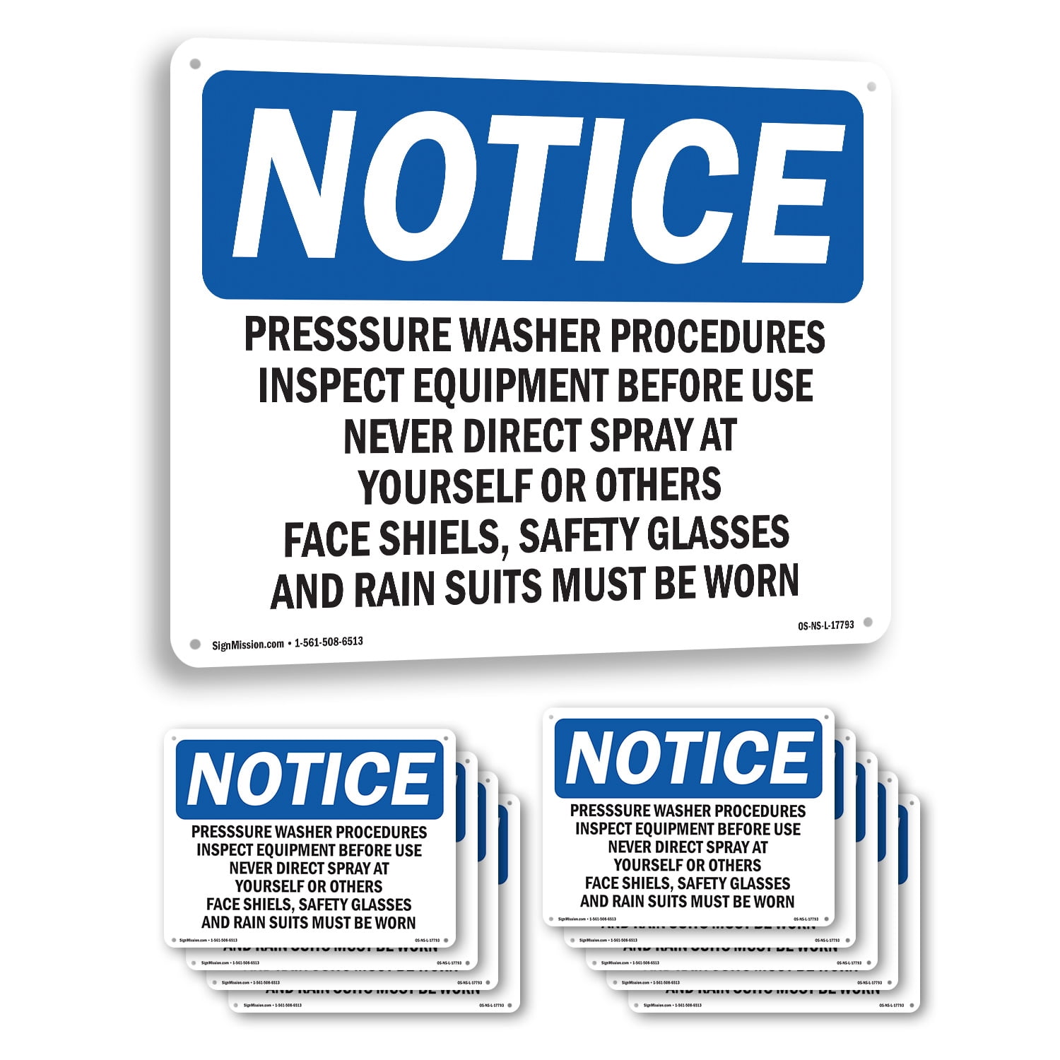 Clean Inspect Detect Sign Pressure Washer Procedures Inspect Equipment OSHA Notice Rigid Plastic ...