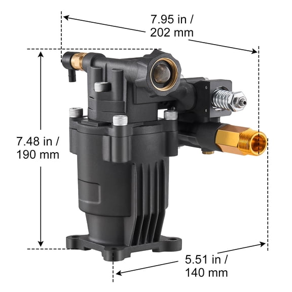 Pressure Washer Pump, 3/4" Shaft Horizontal, 3500 PSI, 2.5GPM, Replacement Power Washer Pumps Kit with 5 Nozzles, Hardware and Siphon Tube, Compatible with Simpson, Honda, Troy-Bilt, Generac