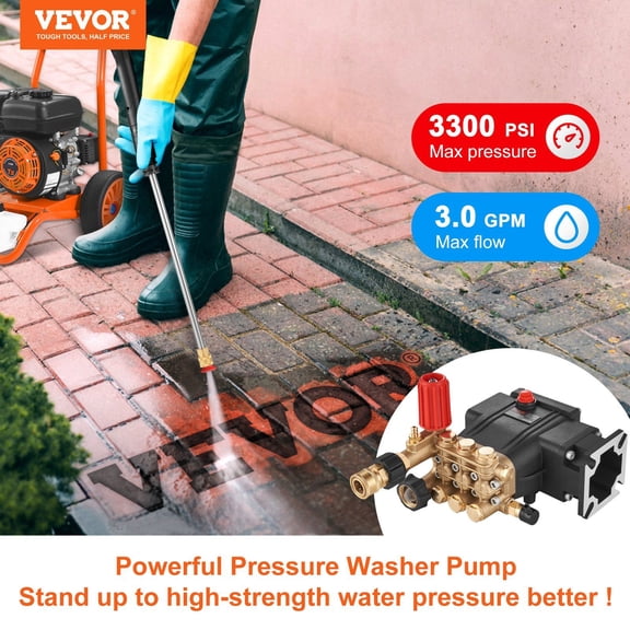 Pressure Washer Pump,3/4"Shaft Horizontal Triplex Plunger,3700 PSI,2.5 GPM,Replacement Power Washer Pumps Kit,Parts Washer Pump,Compatible with Simpson MorFlex Models 40224,40225,40226