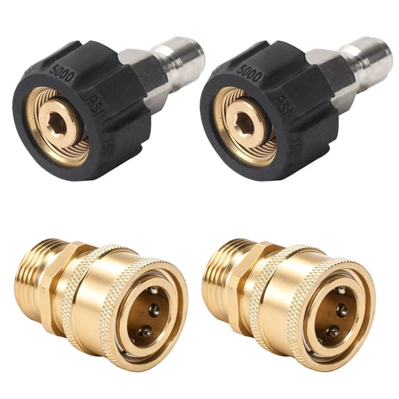 Pressure Washer Quick Connect Fittings, M22 14mm to 3/8" Adapter Set, Stainless Steel & Brass Power Washer Hose Connectors, 4 Pack