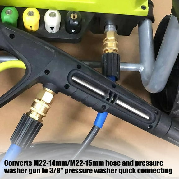 Pressure Washer Quick Connect Kit, 4 PCS M22 14mm To 3/8 Inch Hose Quick Connect Fitting Coupler, Brass Pressure Washer Adapters For Power Washer Gun, Hose, Pump