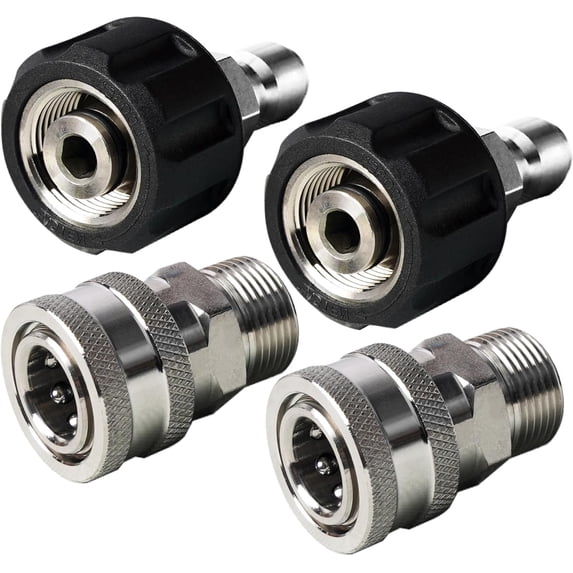 Pressure Washer Quick Connect Kit, 4 Pack Stainless Steel M22-14mm Male to 3/8" Quick Connect Couplers, Swivel Adapter Set for Power Washer Hose and Gun