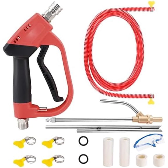 Pressure Washer Sand Blaster Kit with Gun, 5000 PSI Wet Abrasive Blasting Gun with 4 Ceramic Nozzles and 1/4" Quick Connector for Rust & Paint Removal$$