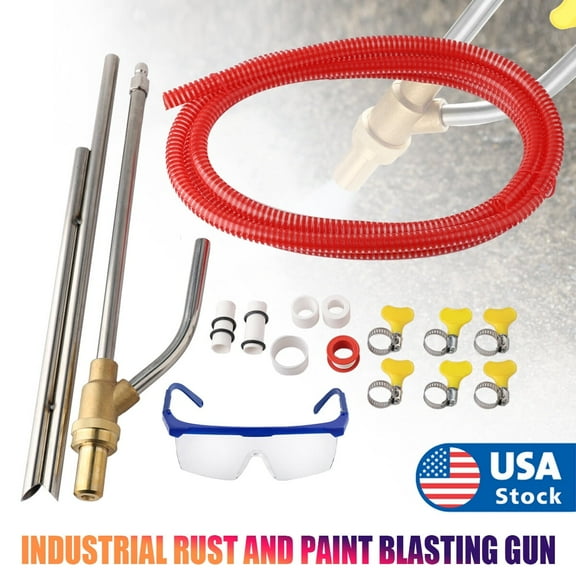 Beiou Pressure Washer Sandblasting Kit - Wet Abrasive Sandblaster Attachment, with Replacement Nozzle Tips,Protect Glasses, 1/4 Inch Quick Disconnect, 5000 PSI