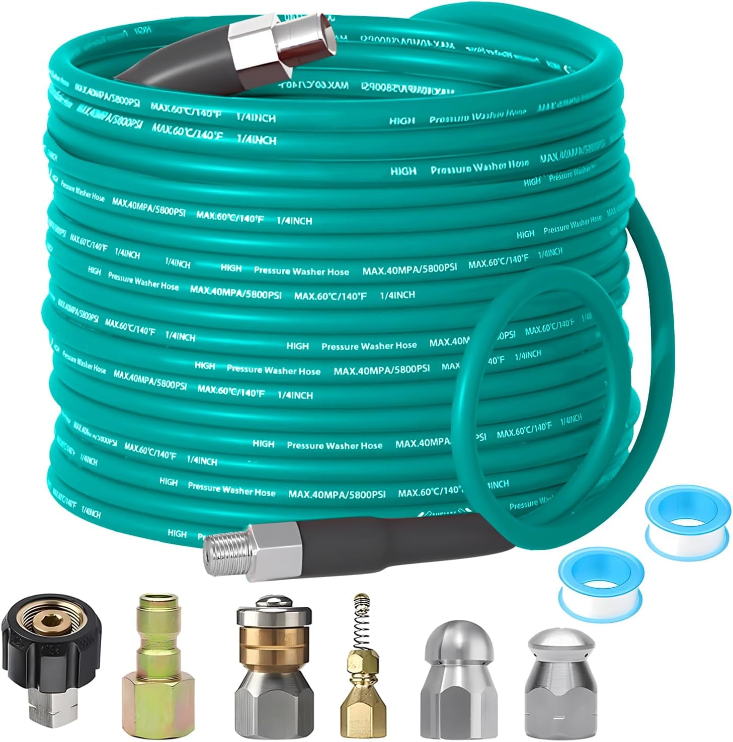 100ft Orange PU Air Hose - 1/4" NPT, 8mm X 5mm, 200 PSI Max, For Compressors, Roofing, Framing & Carpentry