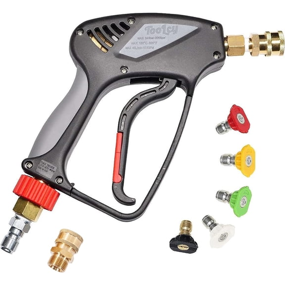 Pressure Washer Short Gun, Commercial 5000 PSI / 10.5 GPM with Nozzle Tips, 3/8" Swivel USA-NPT Thread x Quick Socket, Sturdy Design for Gas Power Washer