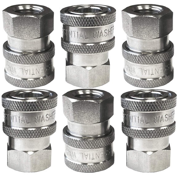 Pressure Washer Stainless Steel 1/4” Quick Connect Female NPT Fittings Set of 6