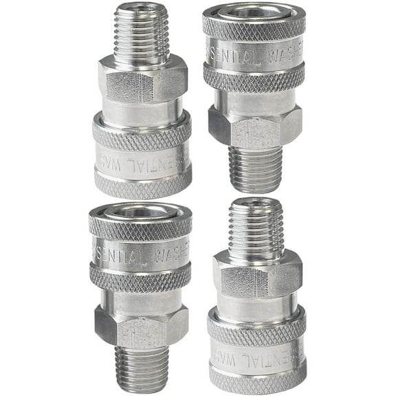 Pressure Washer Stainless Steel 1/4” Quick Connect Male NPT Fittings Set of 4