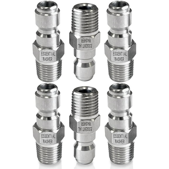 Pressure Washer Stainless Steel ¼” Plug Male NPT Fittings Set of 6