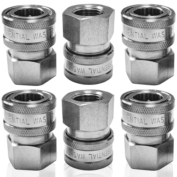 Pressure Washer Stainless Steel ⅜” Quick Connect Female NPT Fittings Set of 6