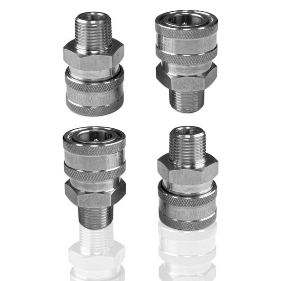 Pressure Washer Stainless Steel ⅜” Quick Connect Male NPT Fittings Set of 4