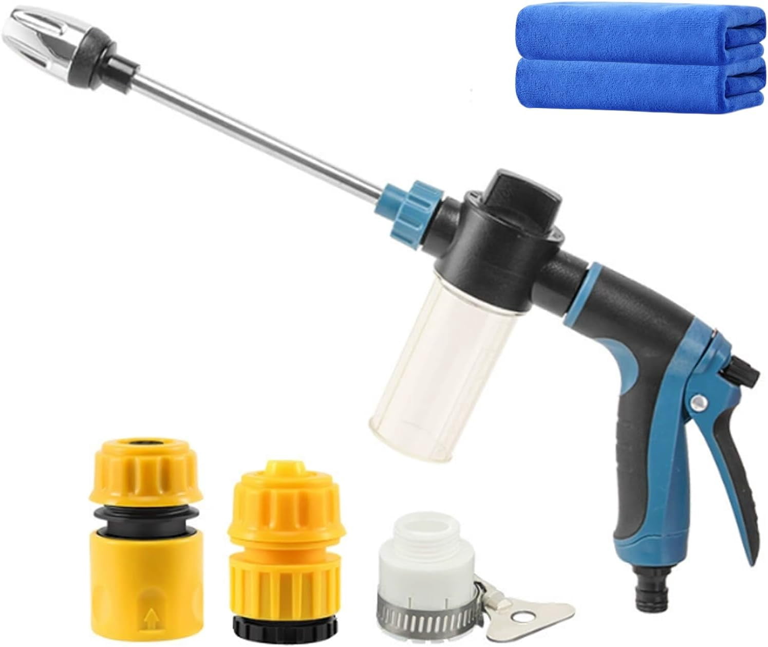 Pressure Washer Surface Cleaner, Spray Nozzle, Three Spray Modes with Foam Pot, Cordless Portable High Pressure Water with 360° Rotating Gun for Car, Floor, Wall Cleaning, Easy to Install(Set C)