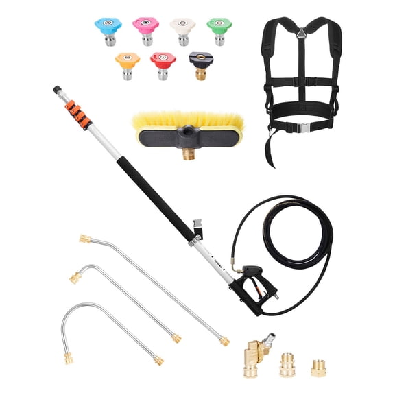 Pressure Washer Telescoping Wand 24FT 4000 PSI with Gutter Cleaner, Brush Head, Swivel Joint, 7 Nozzles & Support Strap