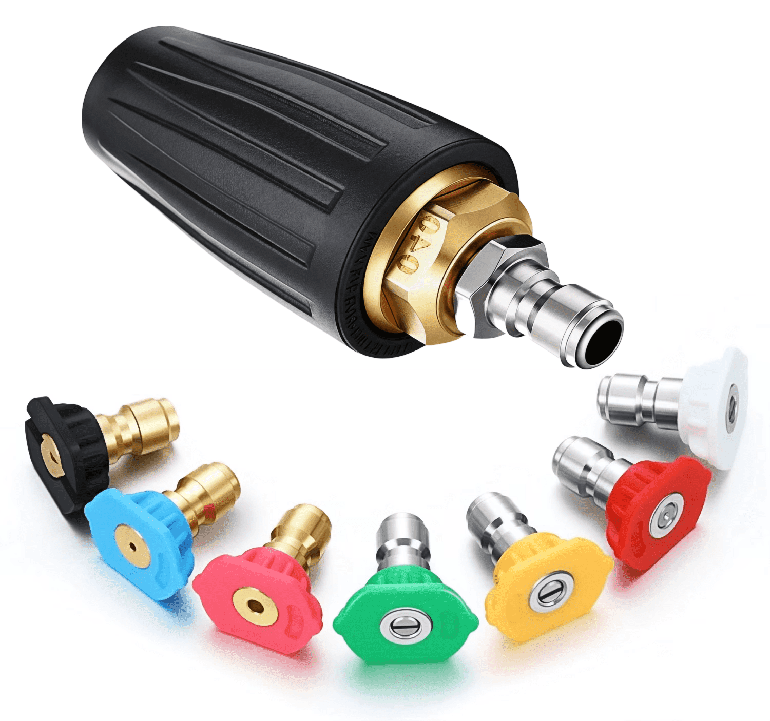 Pressure Washer Tips, Rotating Turbine Nozzle 4000 PSI Pressure Washer Attachment, 4.0 GPM Turbine Nozzle, with 7-Piece