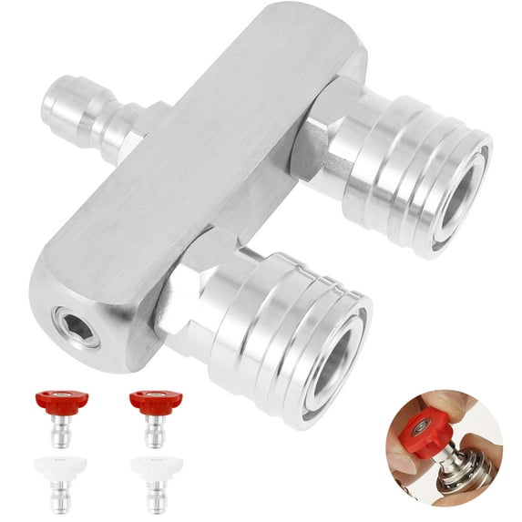 Pressure Washer Tips Set 5000PSI Stainless Steel Power Washer Nozzle Tip 1/4 Inch Quick Connect Pressure Washer Spray Nozzles Dual Pressure Washer Nozzle