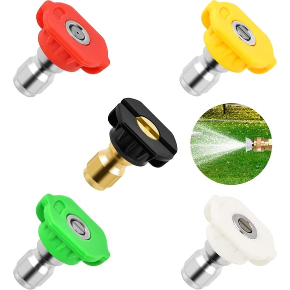 Pressure Washer Tips, Universal Pressure Washer Nozzle Tips (5 Pack), Power Washer Nozzle Tips for 1/4'' Quick Connect, 4500 PSI Multiple Degrees Pressure Washer Spray Nozzle (0、15、25、40、65) 3.0 GPM