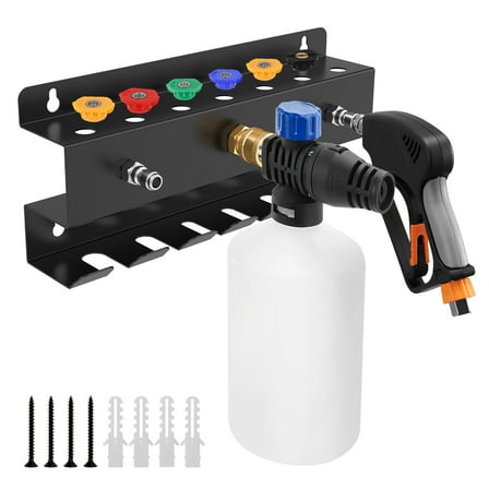 Pressure Washer Tool Organizer Rack Wall Mounted Thickened 1/4'' Car Wash Accessory Holder for Foam Cannon Wand Nozzle Tip