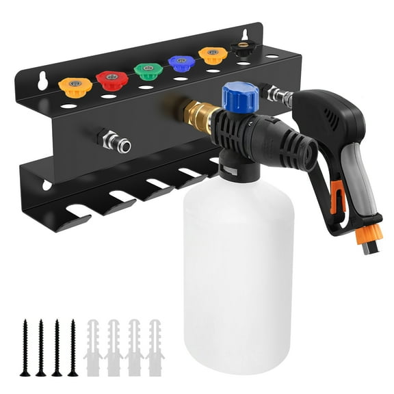 Pressure Washer Tool Organizer Rack Wall Mounted Thickened 1/4'' Car Wash Accessory Holder for Foam Cannon Wand Nozzle Tip