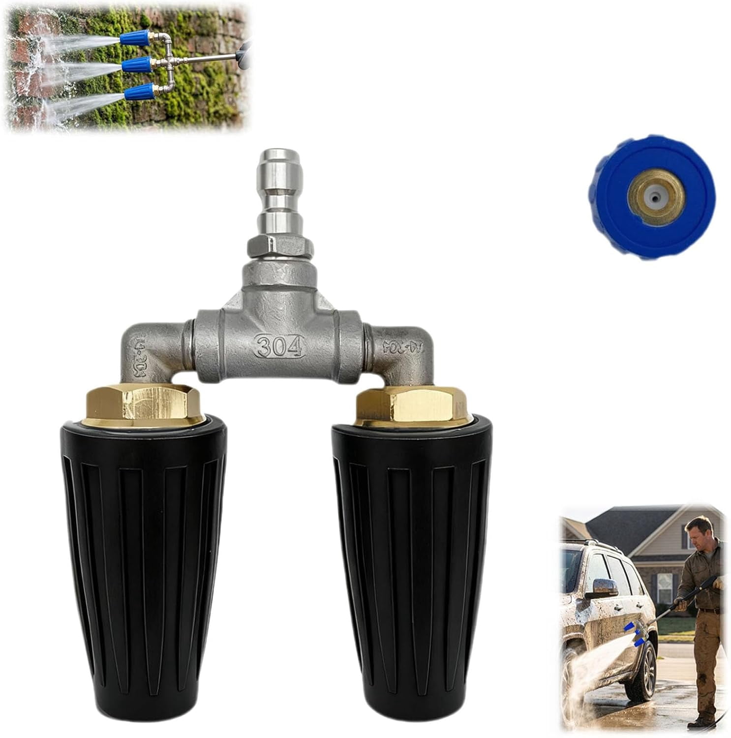 Pressure Washer Turbo Nozzle, 4000 PSI 360° Rotating Power Washer Tip ...