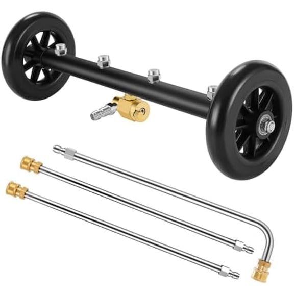 Pressure Washer Undercarriage Cleaner, 16Inch Undercarriage Washer with 4 Nozzles, Pressure Washer Under Car Cleaner with 90 Degree Angled Wand and 2 Extension Wand, 4500 PSI$$Garden & Patio