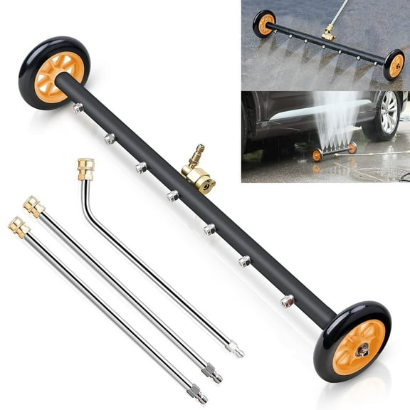 Pressure Washer Undercarriage Attachment, 24-inch Water Broom with 7 Nozzles, 3-Piece Extension Wand