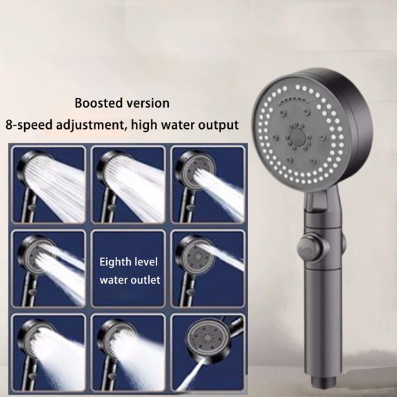 Pressurized Eight Speed Water Shower Head Extension 8 Extra Long Handheld Shower Hose Double Head Shower Head with Bar Rain Shower Heads for Bathroom Color Changing Shower Heads with tooth Speaker