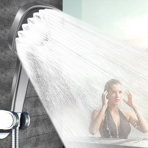 Pressurized Handheld Shower Head with 4-Mode Adjustable Spray, Self-Cleaning Nozzles and Leak-Proof Design, Large Coverage Bathroom Showerhead for Home and Spa Use
