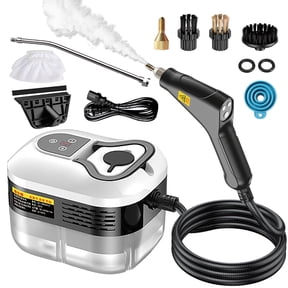 Pressurized Handheld Steam Cleaner, Portable Steamer for Cleaning with 1.2L Large Tank, 15s Fast Heat-Up, 6-Level Adjustable, Powerful Steam Cleaner for Home, Car, Kitchen, Tile, Grout(White)