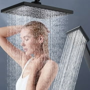 Pressurized Rain Shower Head, High Flow Large Rainfall Shower Heads, Waterfall Bathroom Square Showerhead with Handheld Pressurized Shower Head, Ceiling or Wall Mount, Leodye Must Have Household Items