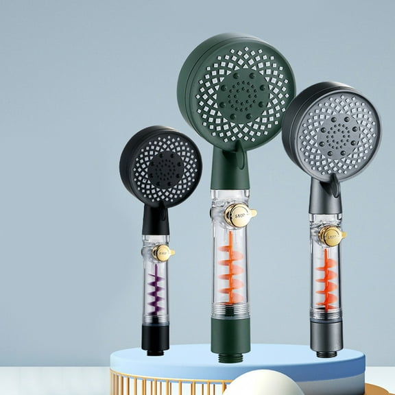 Pressurized Shower Head, Handheld Shower Nozzle, Anti-blocking Plastic Design, Curved Spray Arm, for Bathroom, Water Heater, and Spa Experience, White, by FAJHHA