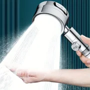 Pressurized Shower Head with 3 Adjustable Settings, Strong Water Pressure, Adjustable Angle, Wall Mount, for Home Bathing